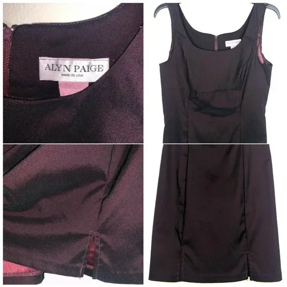 Alyn Paige Burgundy Iridescent Stretch Sheath Mini Dress Size 10 Sleeveless - Picture 1 of 10